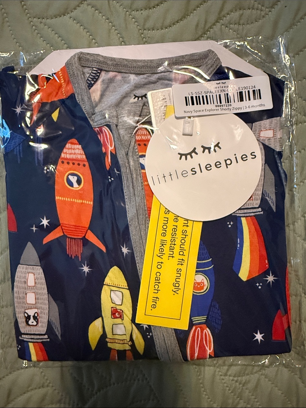 Little Sleepies Navy Rocket-Print Kids Shorty